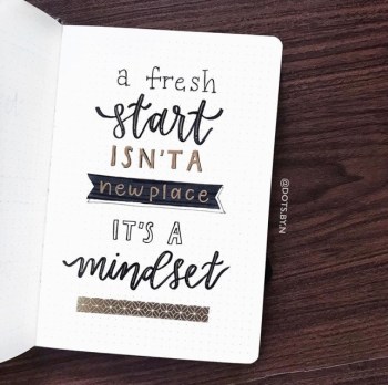 Great Bullet Journal Spread Ideas for January Quote Dots by N
