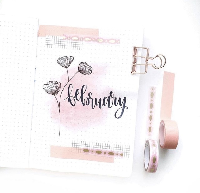 Great February Bullet Journal Spread Ideas Cover Page Mochi Moon Studio