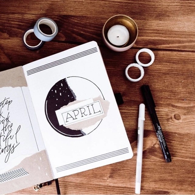 Great Bullet Journal Spread Ideas for April Cover Page lisenlettering