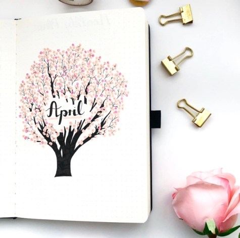 Great Bullet Journal Spread Ideas for April Cover Page Spread Suzie Speaks