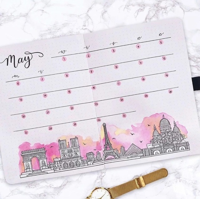 Great Bullet Journal Ideas for May Paris Weekly Spread Journal with Kate