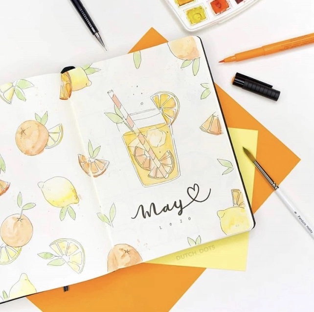 Great Bullet Journal Spread Ideas for May Cover Page Dutch Dots