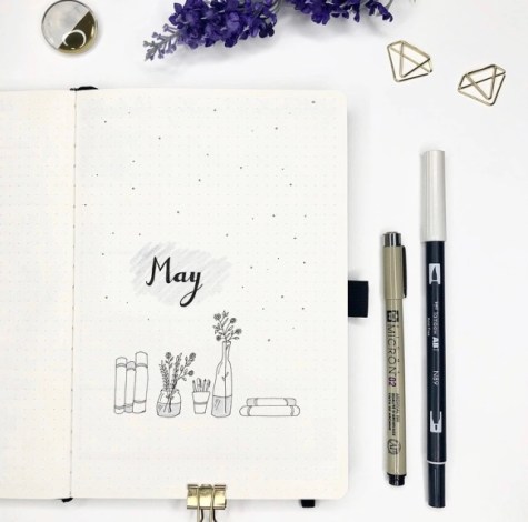 Great Bullet Journal Spread Ideas for May Cover Page Suzie Speaks