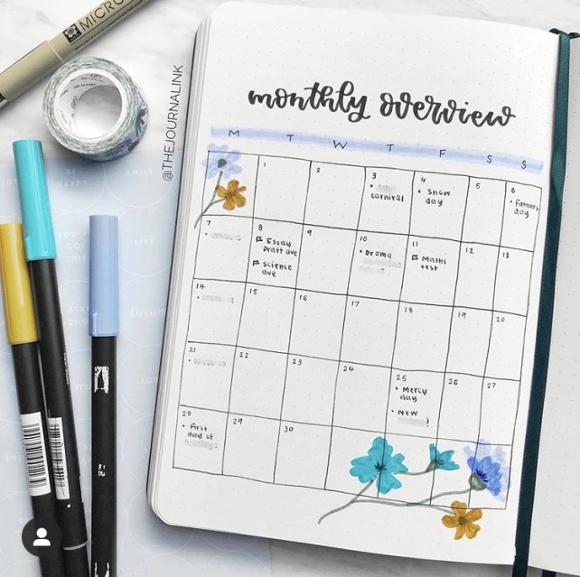 Great Bullet Journal Spread Ideas for September Monthly Spread The Journal Ink
