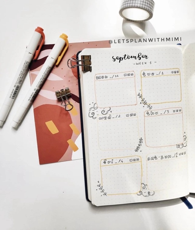 Great Bullet Journal Spread Ideas for September Weekly Spread Lets Plan with Mimi