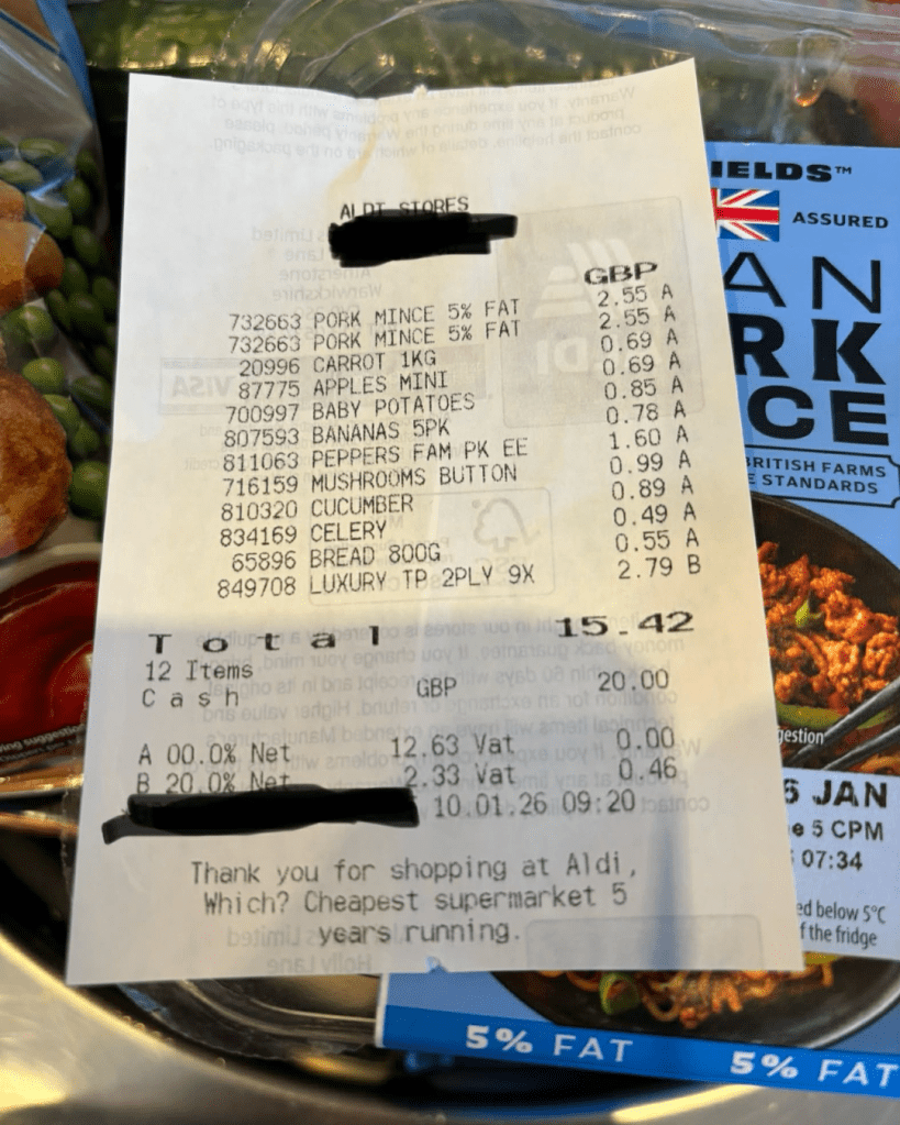 The No Spend January 2026 Challenge - creating a budget food shop and using the contents of our cupboards, fridge and freezer.